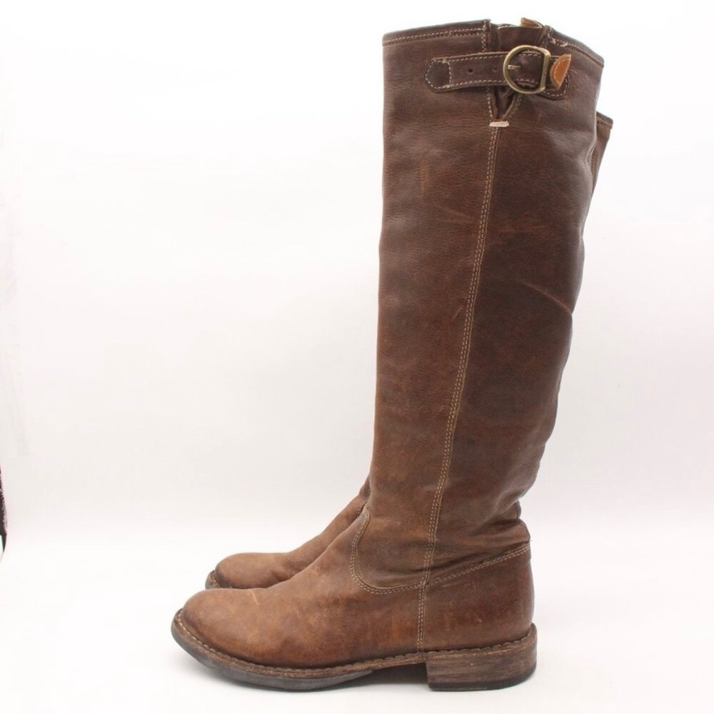 Fiorentini + Baker Tall Brown Leather Boots with Buckle - Picture 4 of 9